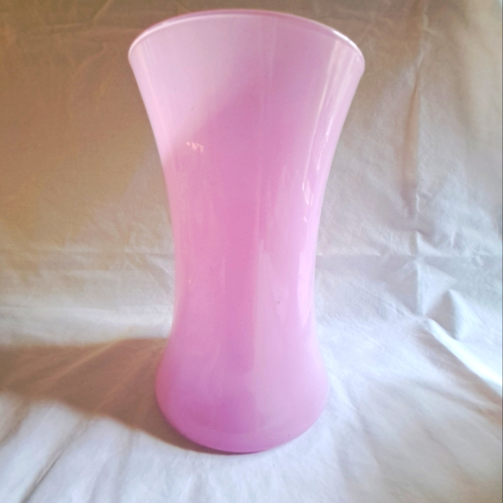 Vtg Pink Hourglass Vase